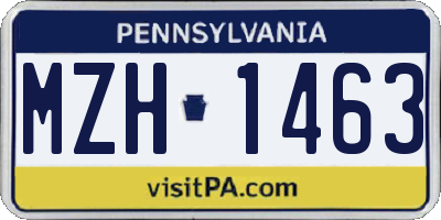 PA license plate MZH1463