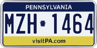 PA license plate MZH1464