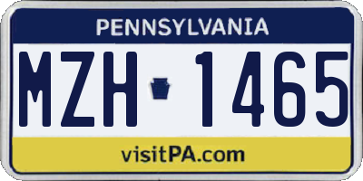 PA license plate MZH1465