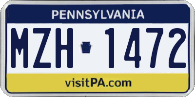 PA license plate MZH1472