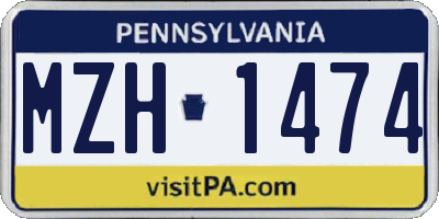 PA license plate MZH1474