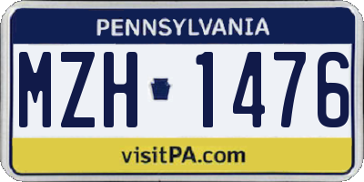 PA license plate MZH1476