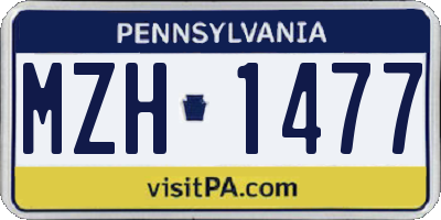 PA license plate MZH1477