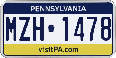 PA license plate MZH1478
