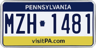 PA license plate MZH1481