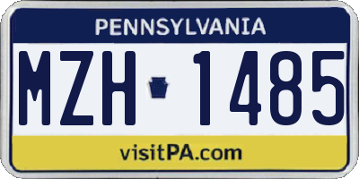 PA license plate MZH1485