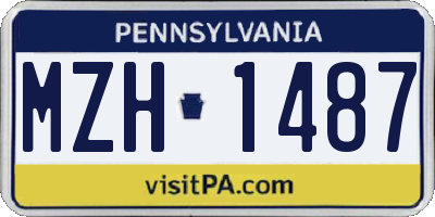 PA license plate MZH1487