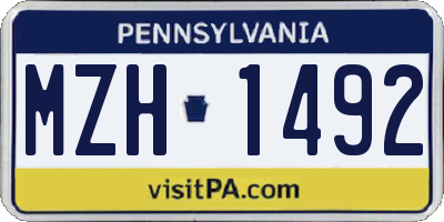 PA license plate MZH1492