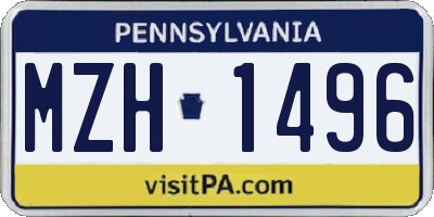 PA license plate MZH1496