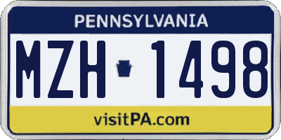 PA license plate MZH1498