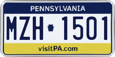 PA license plate MZH1501