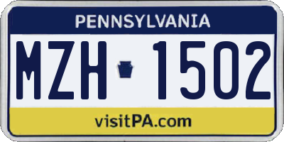 PA license plate MZH1502
