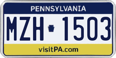 PA license plate MZH1503