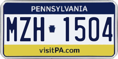 PA license plate MZH1504
