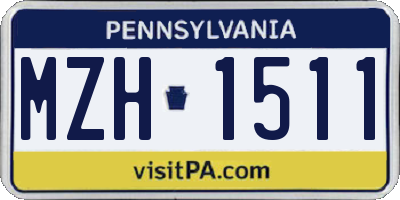 PA license plate MZH1511