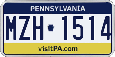 PA license plate MZH1514