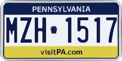 PA license plate MZH1517
