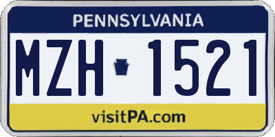 PA license plate MZH1521