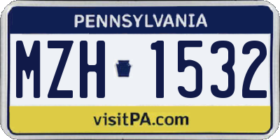 PA license plate MZH1532