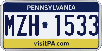 PA license plate MZH1533