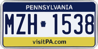 PA license plate MZH1538