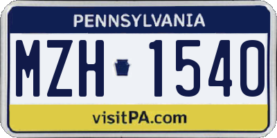 PA license plate MZH1540