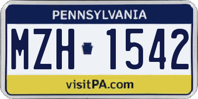 PA license plate MZH1542