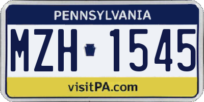 PA license plate MZH1545