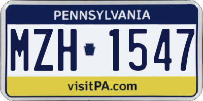 PA license plate MZH1547