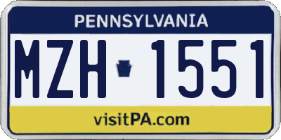 PA license plate MZH1551