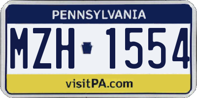 PA license plate MZH1554