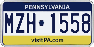 PA license plate MZH1558