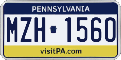 PA license plate MZH1560