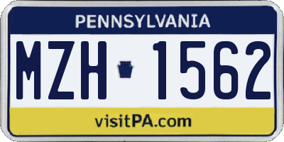 PA license plate MZH1562