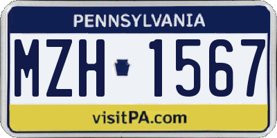 PA license plate MZH1567