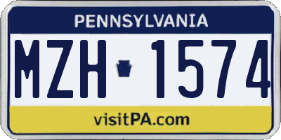 PA license plate MZH1574