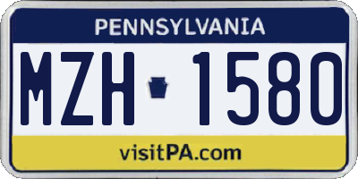 PA license plate MZH1580