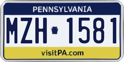 PA license plate MZH1581