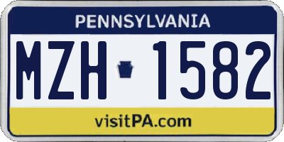 PA license plate MZH1582