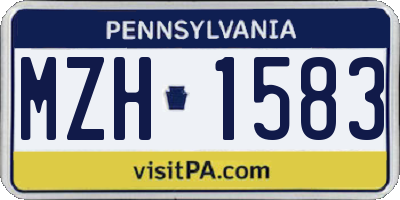 PA license plate MZH1583