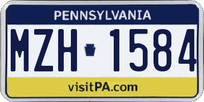 PA license plate MZH1584