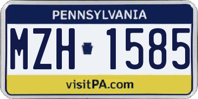 PA license plate MZH1585