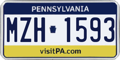 PA license plate MZH1593
