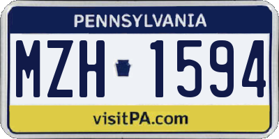 PA license plate MZH1594
