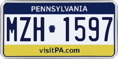 PA license plate MZH1597