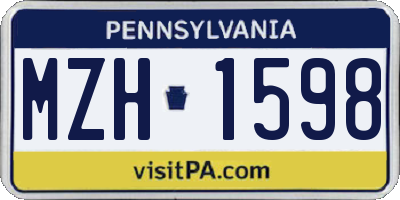 PA license plate MZH1598