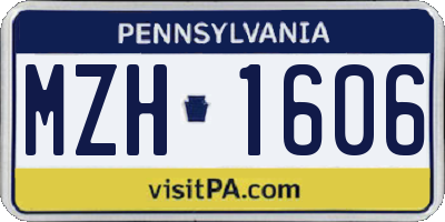 PA license plate MZH1606