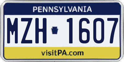 PA license plate MZH1607