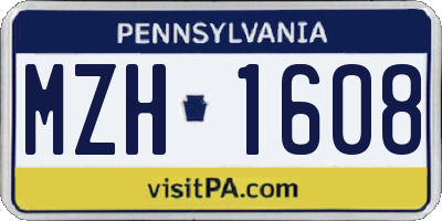 PA license plate MZH1608
