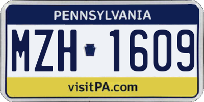 PA license plate MZH1609